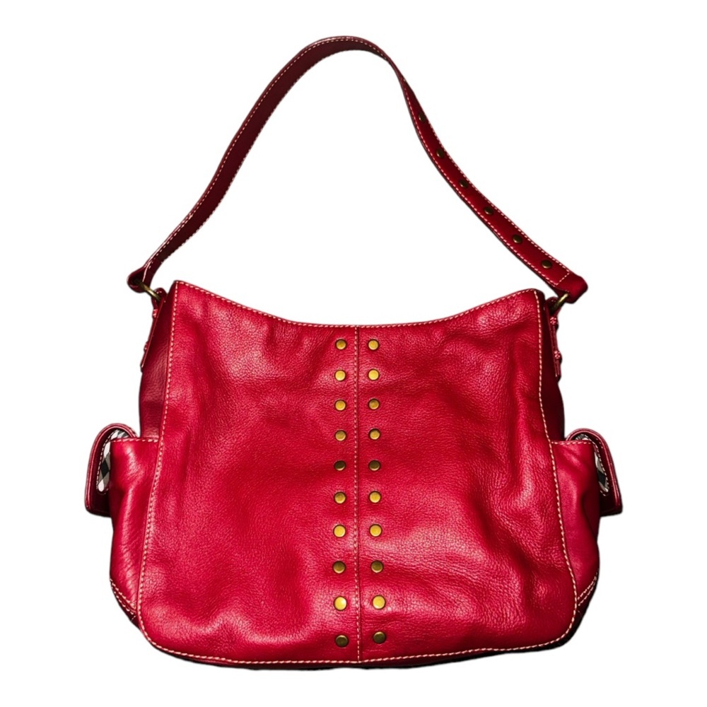 THE SAK Red Leather Studded Shoulder Bag